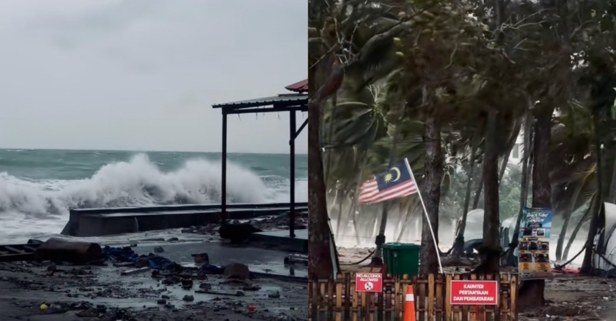 Individu Kongsi Keadaan Angin Kencang & Ombak Kuat Di Port Dickson 