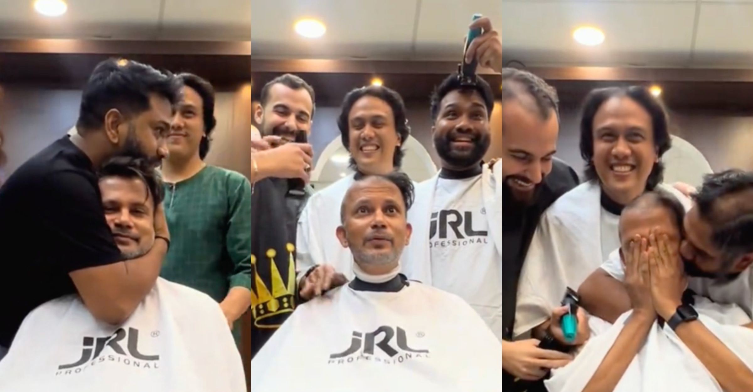 Tiga Lelaki Botakkan Kepala Demi Sahabat Pejuang Kanser, Buat Ramai Sebak