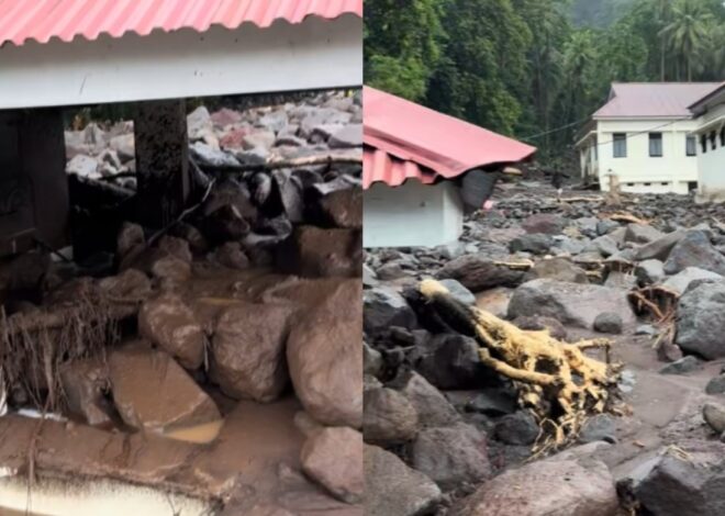 Batuan Besar, Lumpur Penuhi Laluan Jalan Selepas Banjir Di Sulawesi Utara