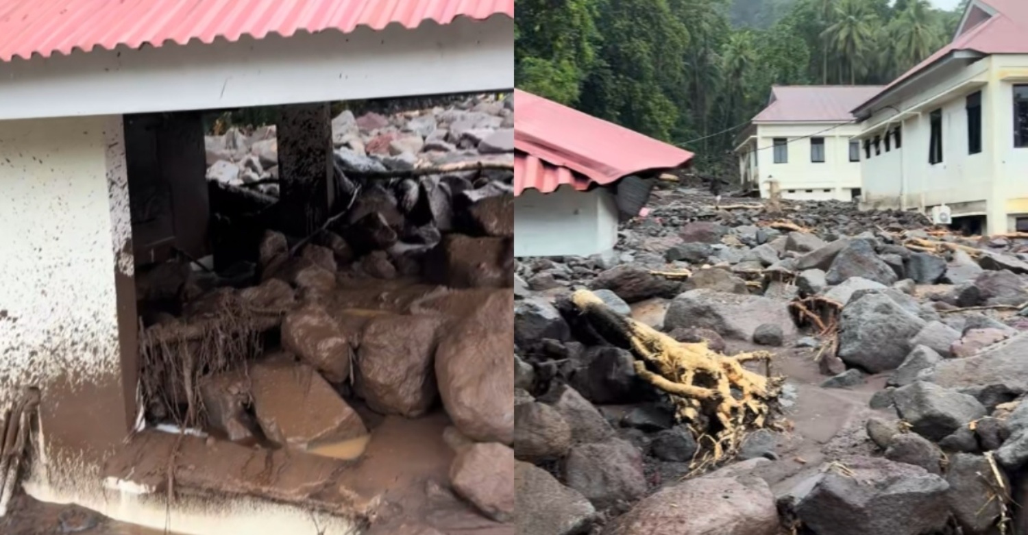 Batuan Besar, Lumpur Penuhi Laluan Jalan Selepas Banjir Di Sulawesi Utara